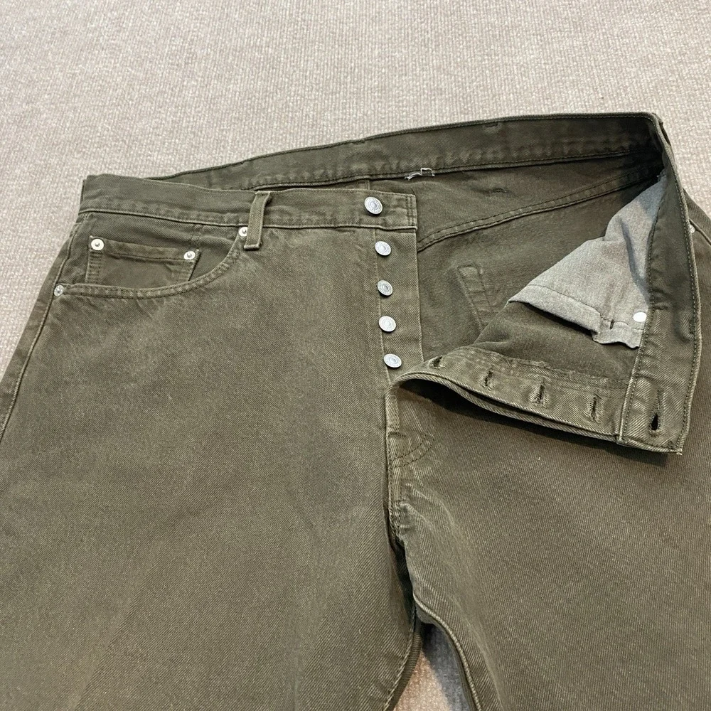 VTG Levis 501 Jeans Men 40 Fits 39x30 Y2K Olive Straight‎ Leg Denim Distressed